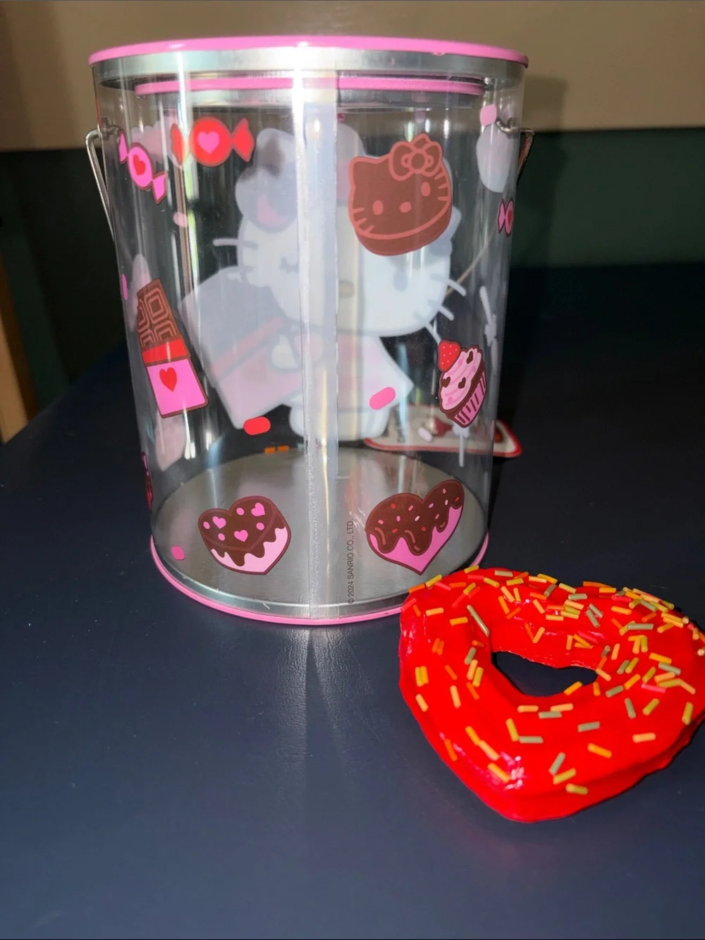 Sanrio Hello Kitty Pink Valentines 2024 Clear Tin Mail Box  6” X 5” (NEW)